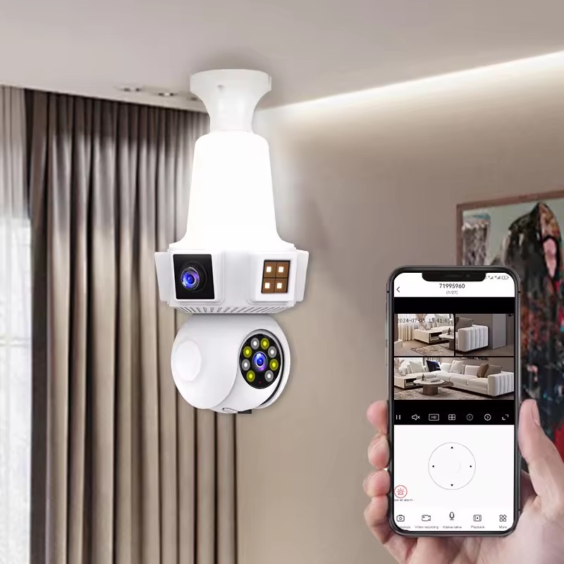 Home Security Flood Lights - 6MP V380pro APP lente Dual a