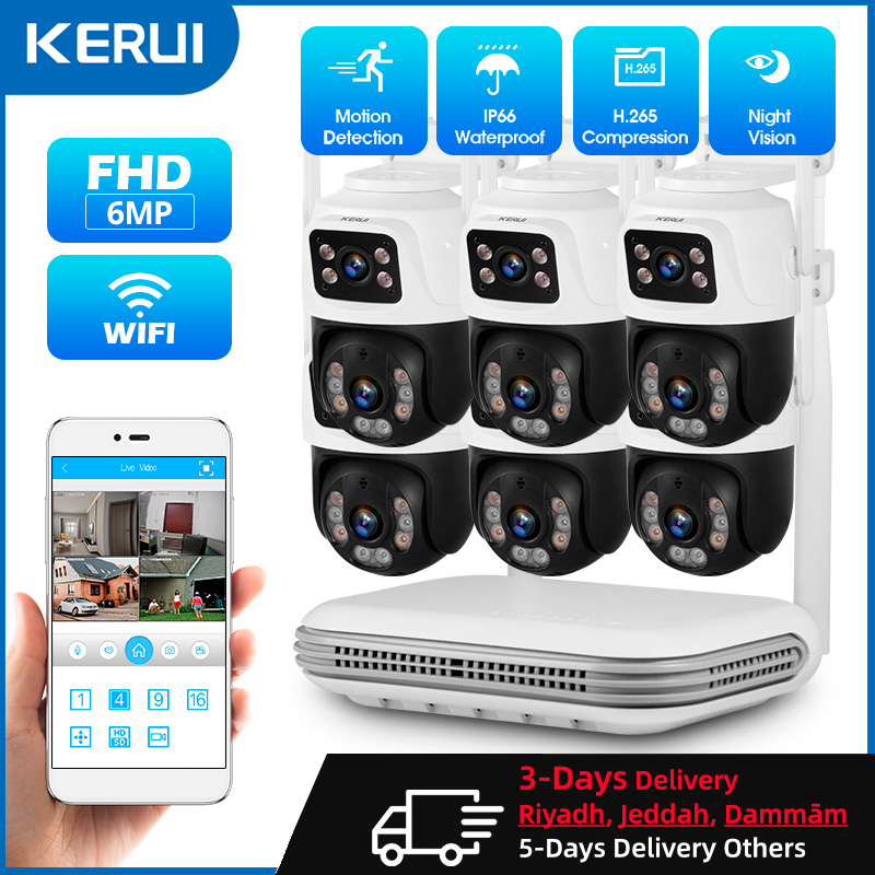 Nvr Kit 8 Channel - KERUI Impermeable 6MP HD Inalámbrico Doble