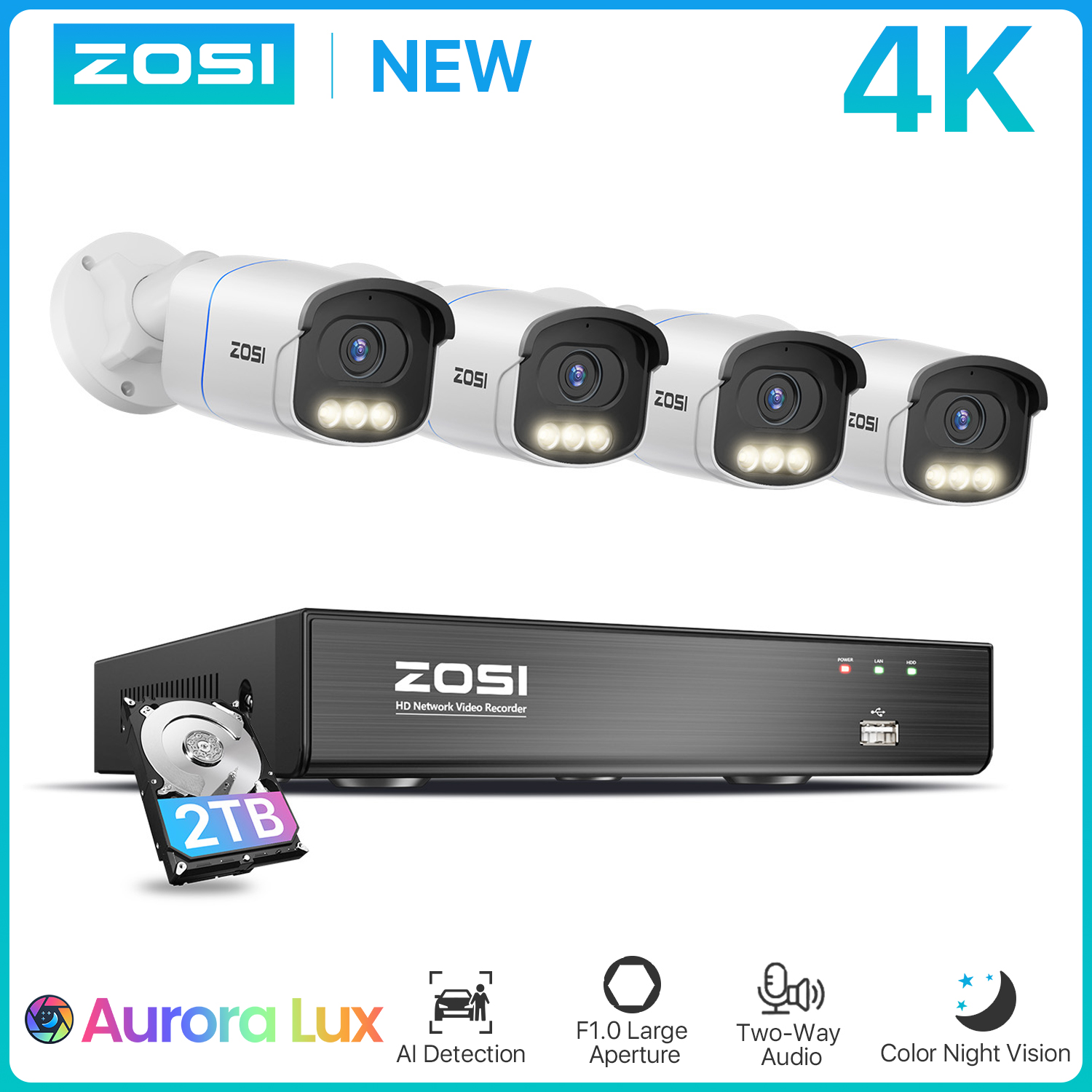 Nvr Kit 8 Channel - ZOSI 4K PoE sistema de cámaras