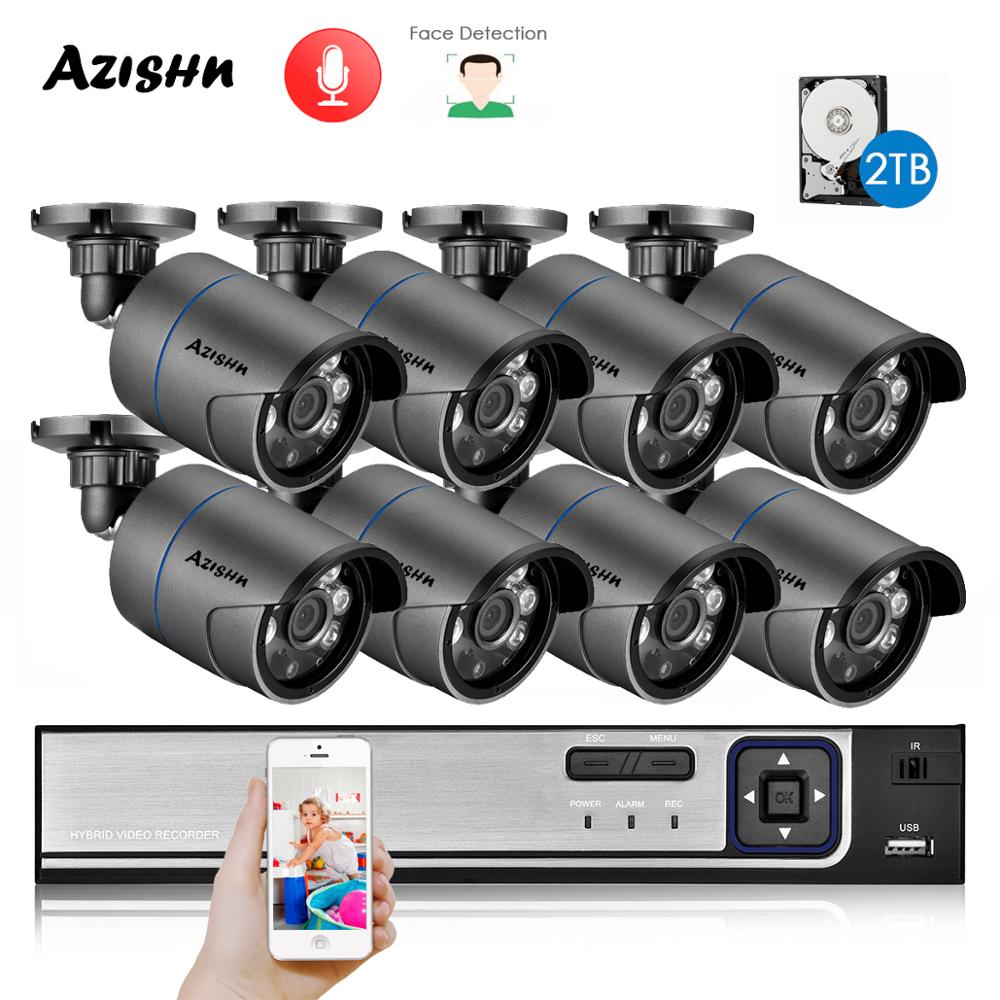 Nvr Kit 8 Channel - AZISHN-sistema de seguridad H.265 + 8CH
