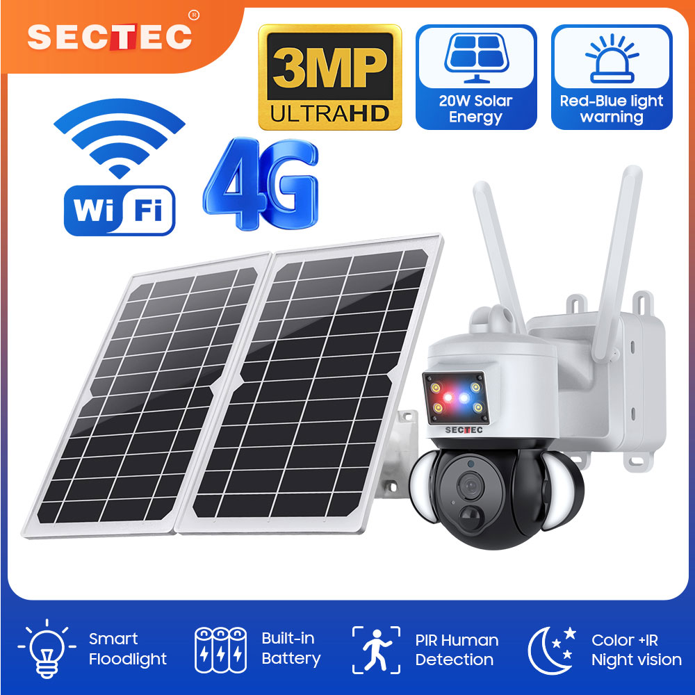 Home Security Flood Lights - SECTEC-cámara de seguridad PTZ con batería
