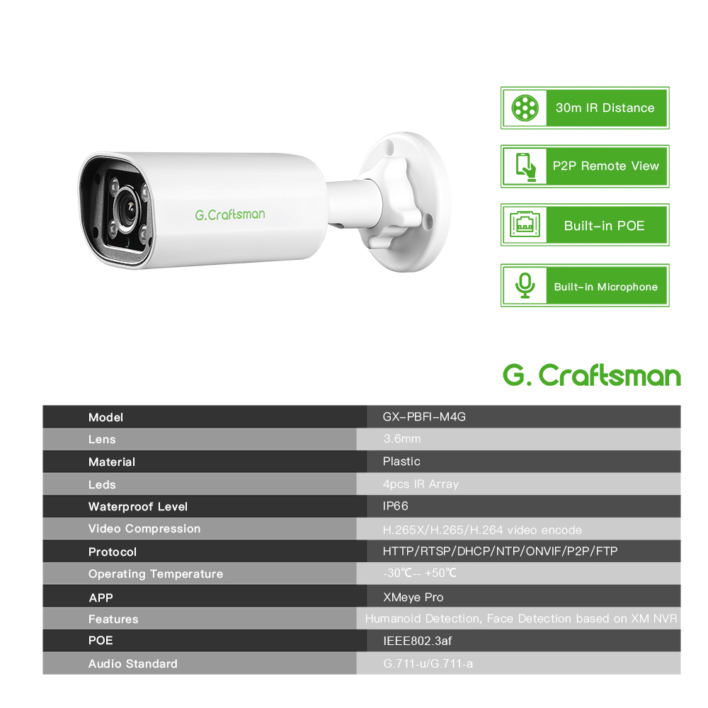Cámara IP POE C GC PB 4MP, Mic - Home Security And Cctv reseña y precio